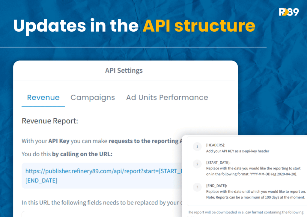 Updates in the API structure